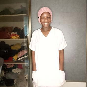 Maya, Ugandan elder-care worker, in Riyadh